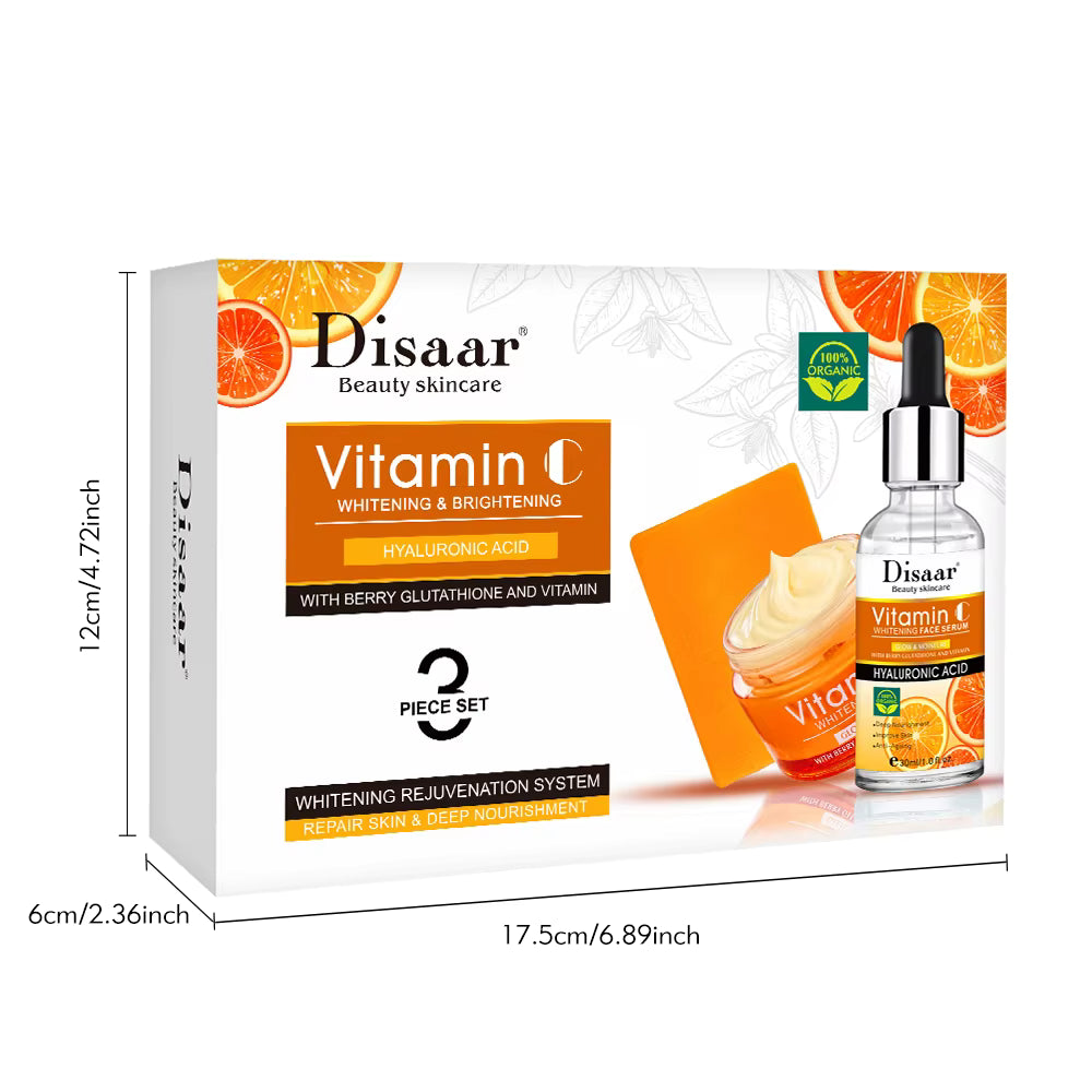 Disaar Vitamin C Whitening & Brightening Hyaluronic Acid Whitening Rejuvenation System 3 Piece Set