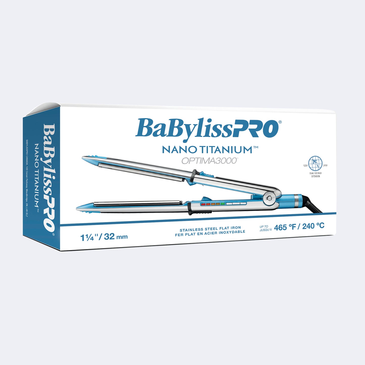 BaBylissPRO Optima3000 Nano Titanium Plancha Alisadora de Acero Inoxidable 1 ¼"/32mm 465°F / 240°C